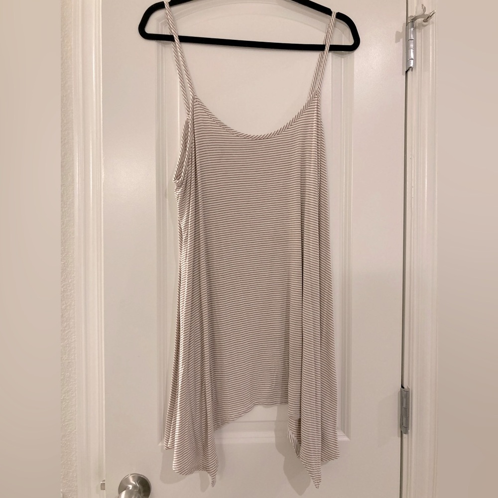 LOGO layers Asymmetrical Striped Tank Top Size 1X Plus Size XXL Flowy Cami